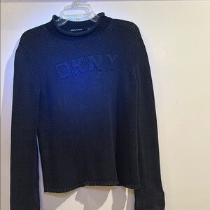 DKNY VINTAGE 2000S DKNY DARK BLUE  KNIT FUNNEL NECK SWEATER – M
